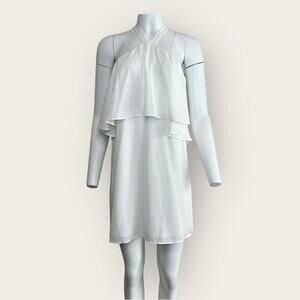 NWT | Krisa | Halter Ruffle Chiffon Mini Dress | Off White | Medium